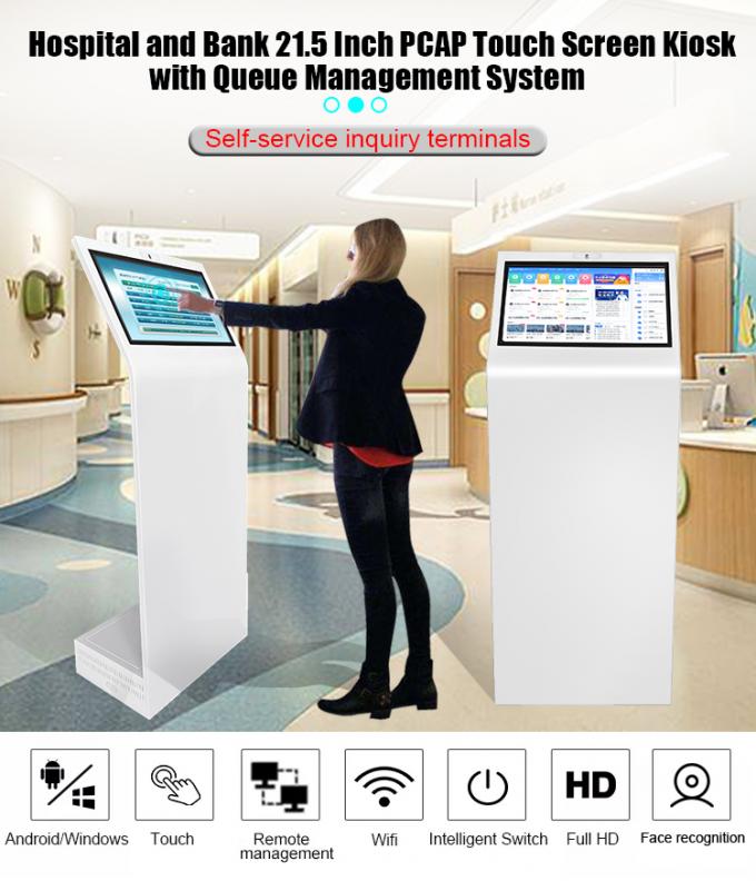21.5" All-in-One zelfbediening Touch Screen Kiosk voor ziekenhuizen Banken Financiën Met automatisch wachtrij en informatie systeem voor vragen 2