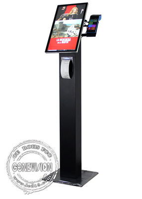 21.5&quot; en 24&quot; Touchscreen op de vloer Hotel zelfbediening Bestelkiosk met kaartjesprinter QR-code scanner