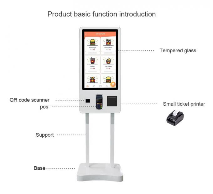 De vloertribune 32 duim het Zelf Opdracht geven tot automatiseerde de Kiosk van de Touch screenbetaling voor Snel Voedsel