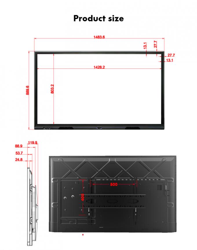 55“ 85“ het Interactieve Multitouche screen Whiteboard van Android OPS voor Gezoemvergadering