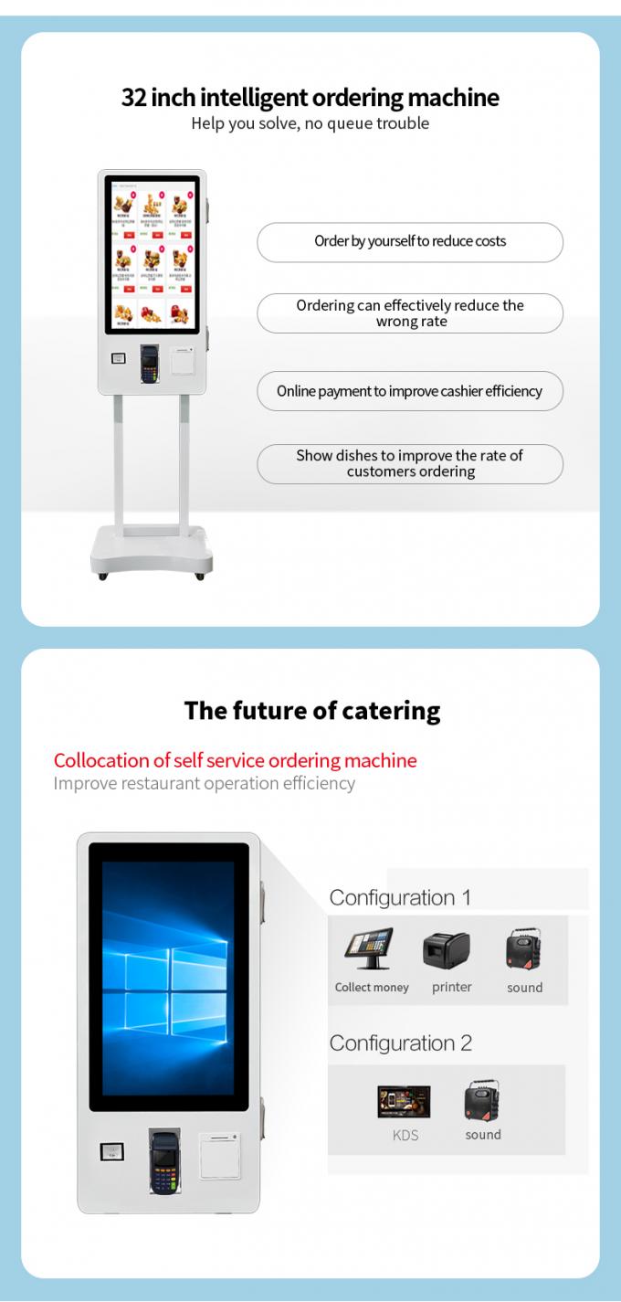 24/32/43 inch interactieve touchscreen kiosk met digitale borden, zelfbediening betalingsterminal 0