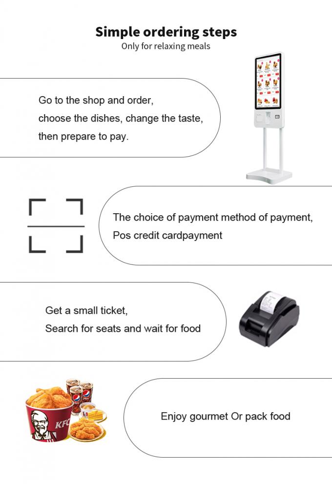 24/32/43 inch interactieve touchscreen kiosk met digitale borden, zelfbediening betalingsterminal 1