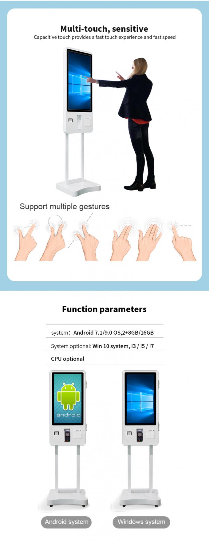 24/32/43 inch interactieve touchscreen kiosk met digitale borden, zelfbediening betalingsterminal 2