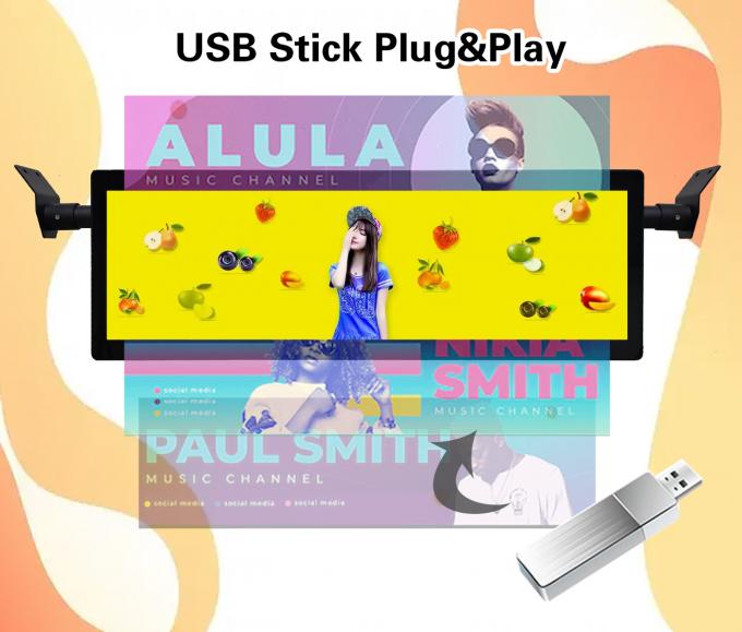 29 Inch Uitgerekte Balk Plafondbevestiging Bus Wifi Digitale Signage Android Draadloze Netwerk Digitale Lcd Monitor Met 4G Optie 2