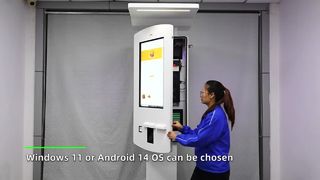 32-inch zelfbestelkiosk voor buiten met LED-lichtstrip en regenkap