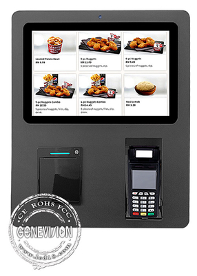 De zwarte Muur zet Kiosk 15,6 van het Self - servicetouche screen“ met POS Houder en Thermische Printer op