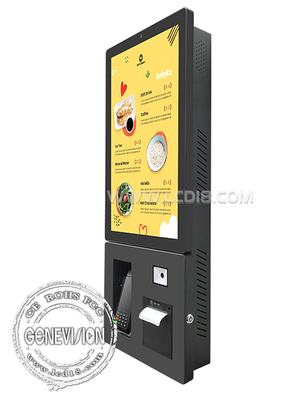 24&quot; Zwarte wandmontage Zelfbedieningsterminal Printer QR Code Scanner POS Touch Screen Betaalkiosk