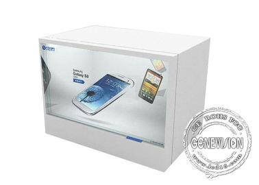 Witte Touch screen Transparante Lcd Showcase met het Systeem/de Afstandsbediening van Android