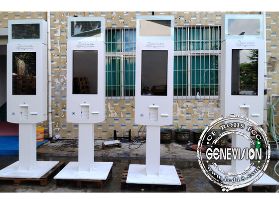 Camera microfoon Quick Service Kiosk met printer Qr code scanner Logo printing