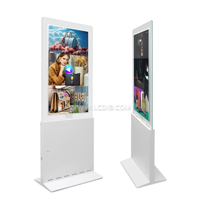 Tweezijdig QLED Extra Slim Hoog Helderheidsvloer Advertentie Display Met Transparante Frame