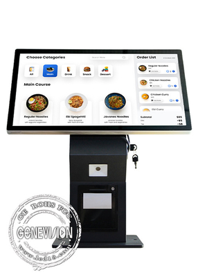 10 punten capacitieve touchscreen zelfbediening betalingskiosk met 24 inch desktop printer
