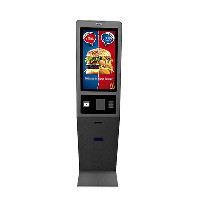 27 inch vloer staan zelfbediening bestellen fastfood kiosk met LED lichtstrook decoratie