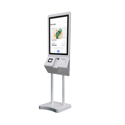 27 inch B-vormige zelfbediening kassa kiosk menu bord pos machine met printer QR-code scanner