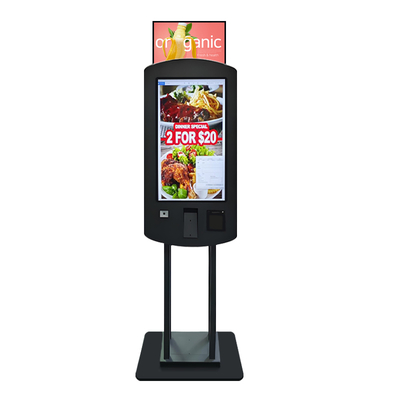 32-inch dubbelzijdige capacitieve touchscreen Nvidia-chipset bestelkiosk met LED-lichtbak