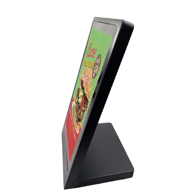 L-vormige 15,6 inch superslanke LCD touchscreen kiosktafel reclamedisplay voor detailhandel