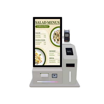 24 inch Desktop WIFI Kassa/NFC Online Betaling LCD Touchscreen Kiosk Multi-touch Capacitief Scherm met Printer POS Stand voor KFC MacDonalds Restaurant Hoge Kwaliteit Speler
