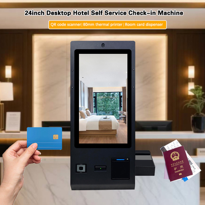 24 inch OCR check-in kiosken met kamerkaartdispenser QR-codescanner Camera Printer