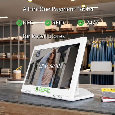 10.1 inch Aangepaste Android All-In-One PC met capacitief touchscreen, NFC/RFID & RJ45 voor retailkiosk