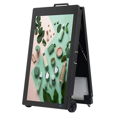 Zonne -aangedreven draagbare digitale kiosk - opvouwbare LCD -advertentiescherm Waterdichte buitent -tv voor digitale borden buitenshuis