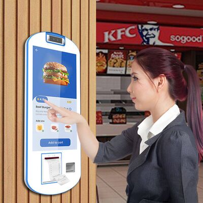 KFC Restaurant 21.5 inch Arc Touch Screen POS Fast Food zelfbediening Bestel Systeem Terminal Machine Betalingskiosk