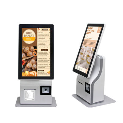 15.6 inch Desktop Single Dual Side Self Service Kassier Kiosk met QR Barcode Scanner 80mm Thermal Printer NFC