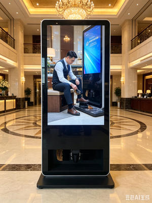55 inch Android LCD advertentie kiosk met ingebouwde schoenenpoetser voor hotels en luchthavens