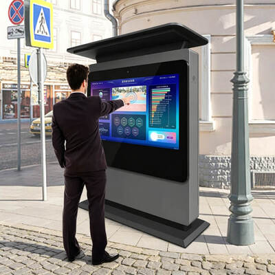 55 inch outdoor digitaal signage touchscreen kiosk totem Windows Android hoge helderheid waterdicht reclamebeeldscherm