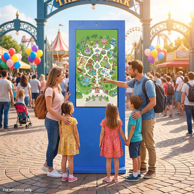 Buitenvloer staande digitale signage totem met 3000nits zonlicht leesbaar display 5MP camera en auto dimming licht sensor