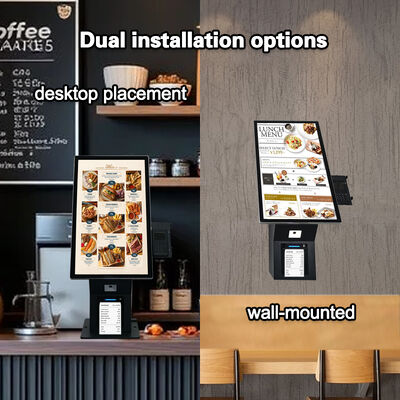 24-inch desktop-wandmontage zelfbetalingskiosk met QR-codescanner en thermische printer POS-betaalterminal