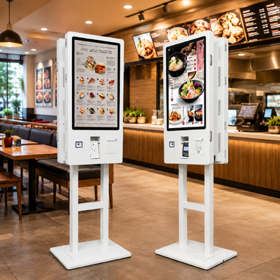 32 inch dubbelzijdig zelfbediening aanraakschermkiosk met thermische printer voor restaurants