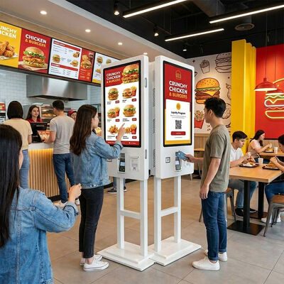 32 inch dubbele zijde 10 punten capacitieve touchscreen zelfbediening kiosk voor restaurant en QSR