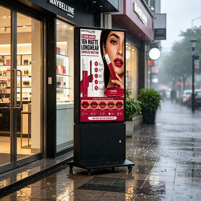 55 inch IP66 Outdoor Advertising Display Dubbelzijdig, op batterij aangedreven LCD-display met digitale borden