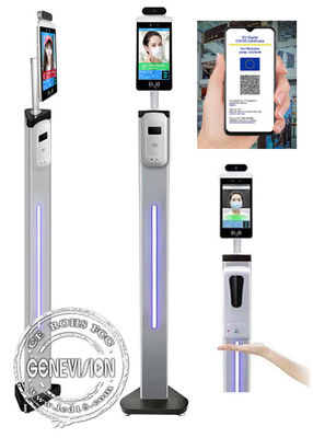 8“ de EU-van de de Scanner de Gezichtserkenning van de Gezondheidscode van het de Thermometerlichaam Kiosk van de de Temperatuurmeting